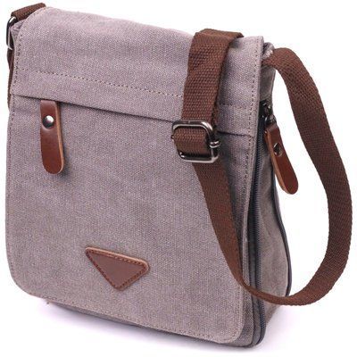 Praktyczna pionowa męska torba tekstylna Vintage 21266 Szara 21266 zdjęcie
