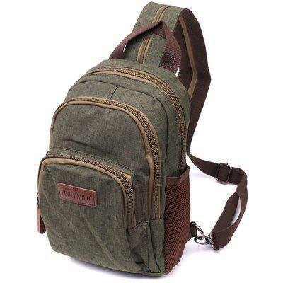 Praktyczny plecak z poliestru z dużą ilością kieszeni Vintage 22145 Oliwkowy 22145 zdjęcie