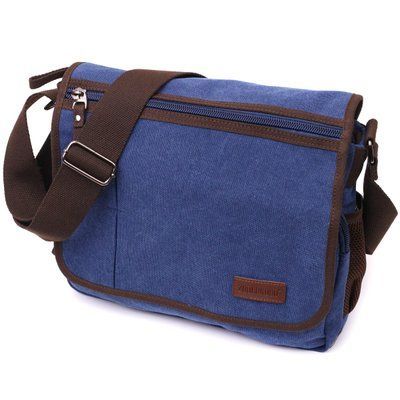 Męska torba na ramię na laptopa 13" z grubego materiału tekstylnego Vintage 22203 Granatowa 22203 zdjęcie