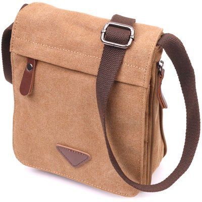 Funkcjonalna męska torba tekstylna 21268 Vintage Brązowa 21268 zdjęcie