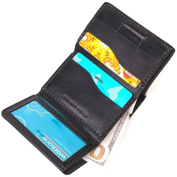 Praktyczna portmonetka unisex GRANDE PELLE 16789 Tri-fold 16789 Czarna  16789 zdjęcie