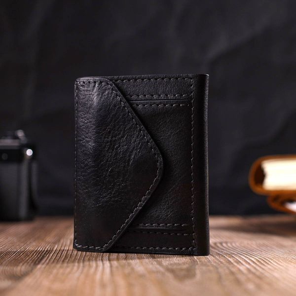 Praktyczna portmonetka unisex GRANDE PELLE 16789 Tri-fold 16789 Czarna  16789 zdjęcie