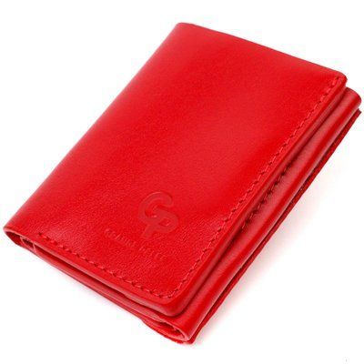 Mały damski portfel Tri-fold GRANDE PELLE 16785 Czerwony  16785 zdjęcie