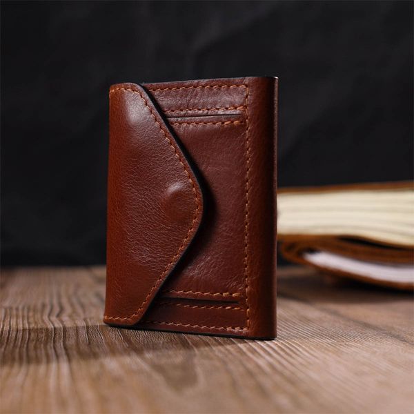 Stylowy męski portfel Tri-fold GRANDE PELLE 16786 Brązowy 16786 zdjęcie