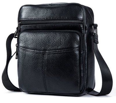Męska kompaktowa torba sk&oacute;rzana Vintage 14909 Czarna 14909 zdjęcie