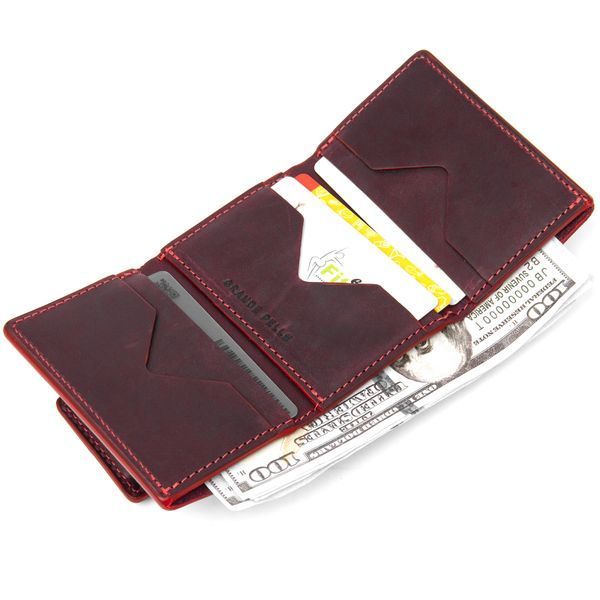 Matowy portfel vintage GRANDE PELLE 11454 Bordowy 11454 zdjęcie