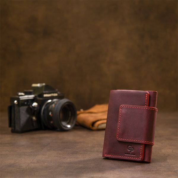 Matowy portfel vintage GRANDE PELLE 11454 Bordowy 11454 zdjęcie