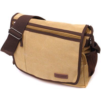 Praktyczna torba na ramię na laptopa 13" wykonana z grubej tkaniny Vintage 22202 Piaskowa 22202 zdjęcie