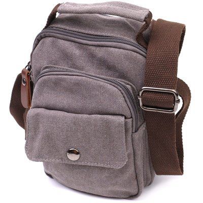 Mała torba męska wykonana z grubego materiału tekstylnego Vintage 22217 Szara 22217 zdjęcie