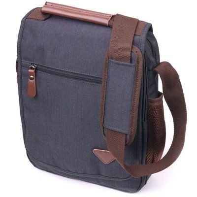 Męska pionowa torba na ramię Textile 21261 Vintage Czarna 21261 zdjęcie