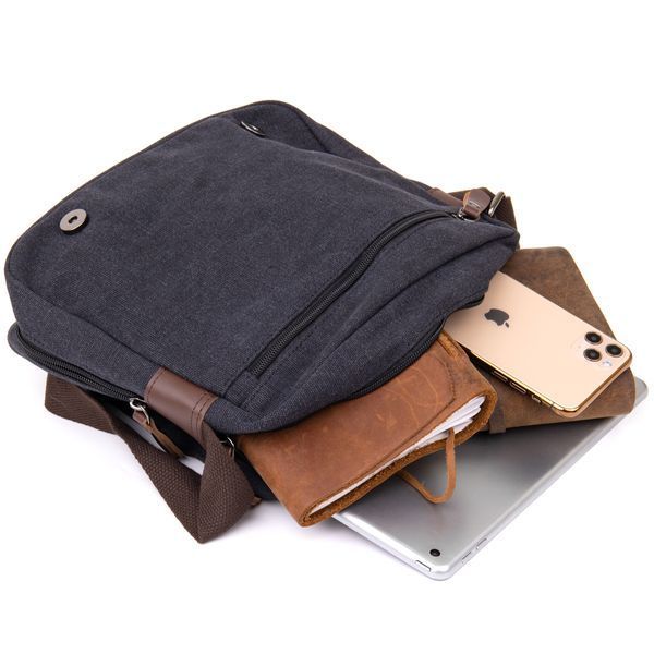 Torebka listonoszka tekstylna Vintage 20604 Czarna 20604 zdjęcie