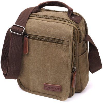 Torba tekstylna z wytrzymałego materiału na ramię Vintage 22228 Oliwkowa 22228 zdjęcie