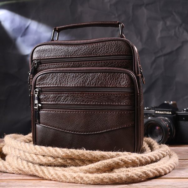 Praktyczna męska torba sk&oacute;rzana Vintage 21274  Brązowa 21274 zdjęcie
