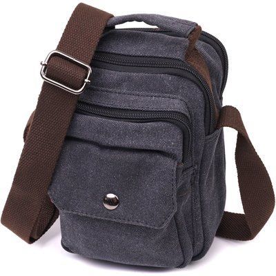 Kompaktowa torba męska z grubego materiału tekstylnego Vintage 22218 Czarna 22218 zdjęcie