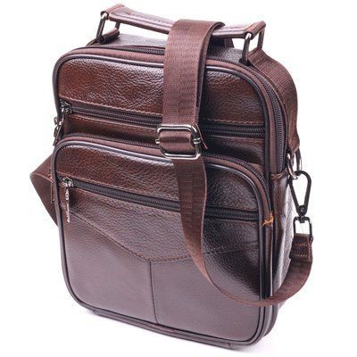 Wygodna męska torba sk&oacute;rzana z uchwytem Vintage 21276 Brązowa 21276 zdjęcie